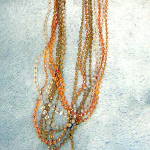 Vintage Long 8 Multi-Strand Amber Beaded Statement Necklace w/ Clasp abt 48" EUC - Picture 9 of 16